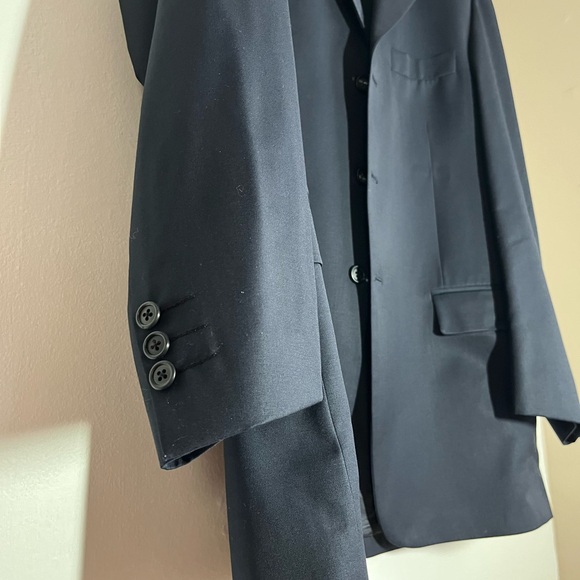 Manzini Uomo Super 120 Wool Single Breasted 3 Button Navy Men's Blazer - Picture 10 of 12